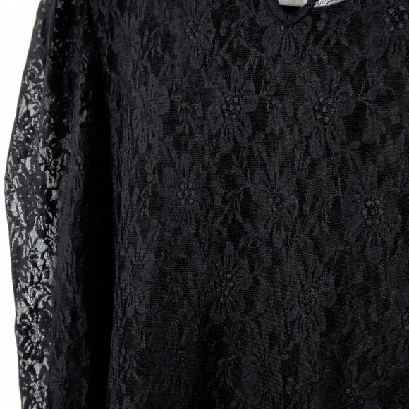 Silence + Noise Women’s Blouse Black Lace Dark Romantic Contrast Sleeves Size L - Picture 6 of 11
